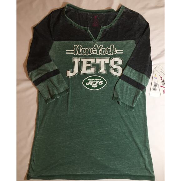 NFL Teens New York Jets Shirt Girl's Junior Small (3/5) Green/Grey - Picture 1 of 4